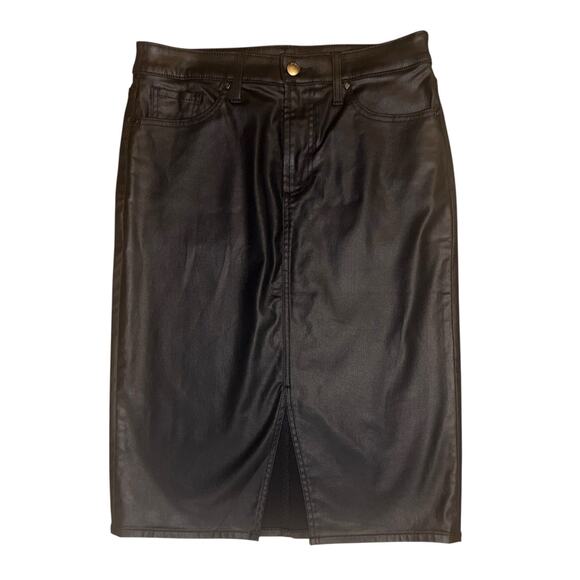 Chico’s Faux Leather Midi Pencil Skirt Black Mid Rise Size 0.5 Women’s Size 6 - Picture 2 of 11